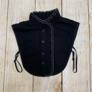 Black Ruffle Button Down Faux Shirt Collar Dickie